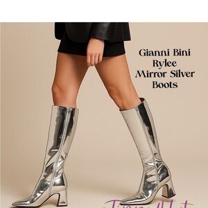 🌸 NWOB Gianni Bini Rylee Mirror Metallic Tall Boots 🌸